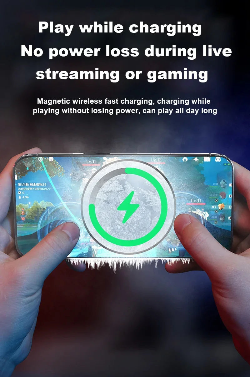 Coooler Fan Magnetic Wireless Charger Phone Back Clip Radiator RGB Light For Magsafe iPhone 16 15 14 13 12 Pro Max Fast Charging