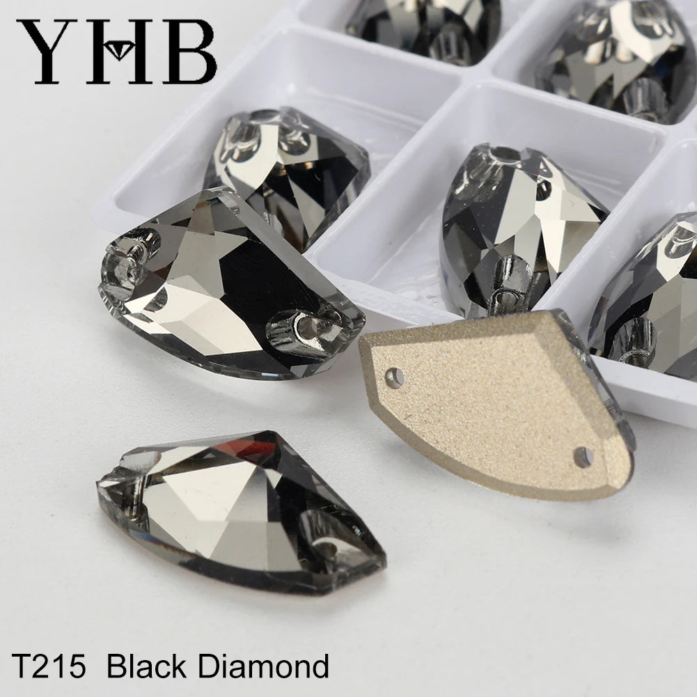 YHB Top Quality Galactic Axe Glass Crystal AB Moonlight Sewing Stones Flatback Sew on Rhinestones For Garment Clothes Bags