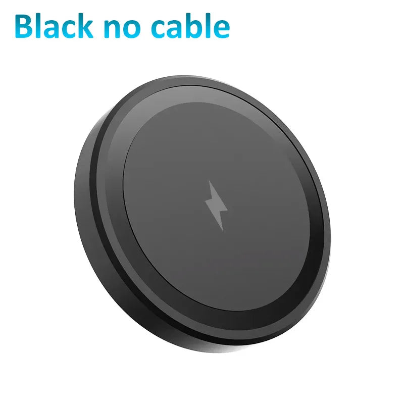 15W Ultra Thin Wireless Charger, Fast Qi Charging Pad with Compact 6cm Size, Lightweight Portable Design for Desk Bedroom Trave