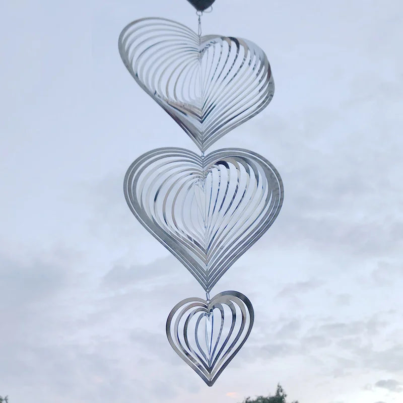 Love 3D Wind Chimes Spinner Bell Pendant For Room Wedding Party Christmas Decor Garden Decoration Outdoor Hanging Windchimes