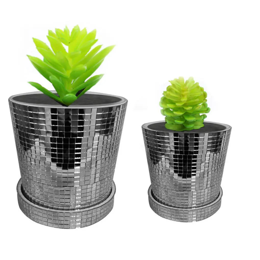 Glass Square Ceramic Disco Ball Vase Modern Twist To Home Decor Simple And Fashionable Square Shape 10.5cm/12.8cm