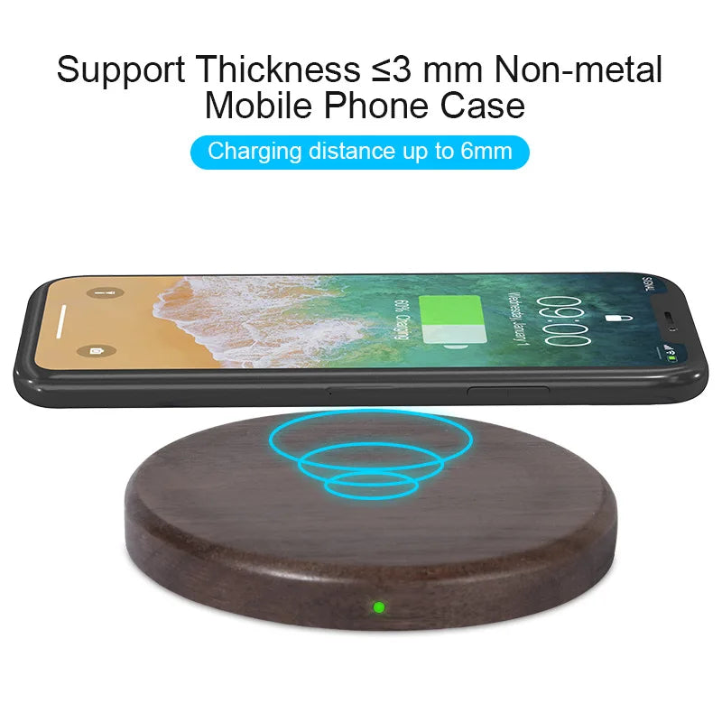 10W 15W Wireless Charger Walnut Wood Grain Slim Wireless Charging for iPhone 17 16 15 14 13 Pro Max S25 S26 FE Ultra Charger Pad