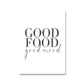 Minimalist Good Food Good Mood Bon Appetit Quotes Canvas Painting Black White Posters Wall Art Pictures For Kitchen Home Decor