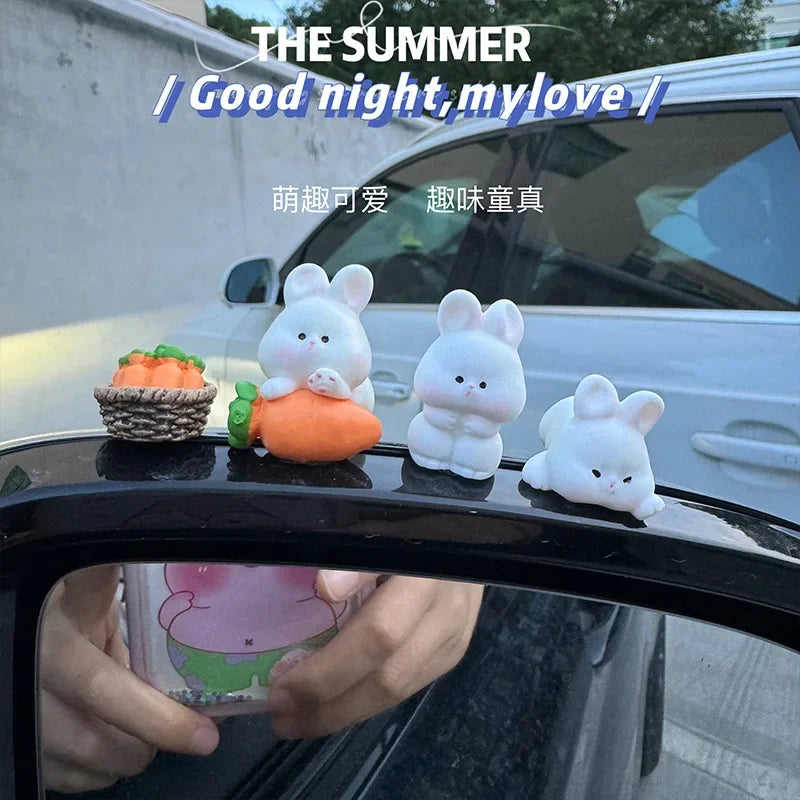 Car Interior Ornaments Mini Duck Bunny Chicks Figurines For Dashboard Rearview Mirror Fairy Garden Home Decor Gift