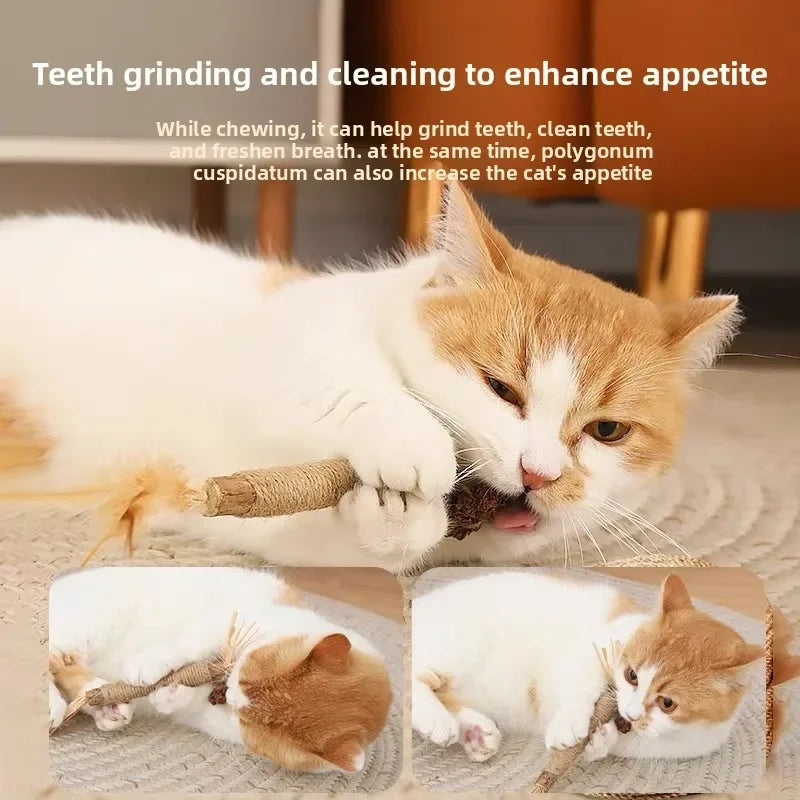 Stick Cat Toys Teeth Cleaning Wood Raffia Sisal Relax Toy Accessories Cat Sticks Self Entertainment Pet Supplies Pet Cat Toy
