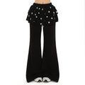 Women's Flare Pants Kpop Designer 2000s Abi Bell Bottom Long - Black