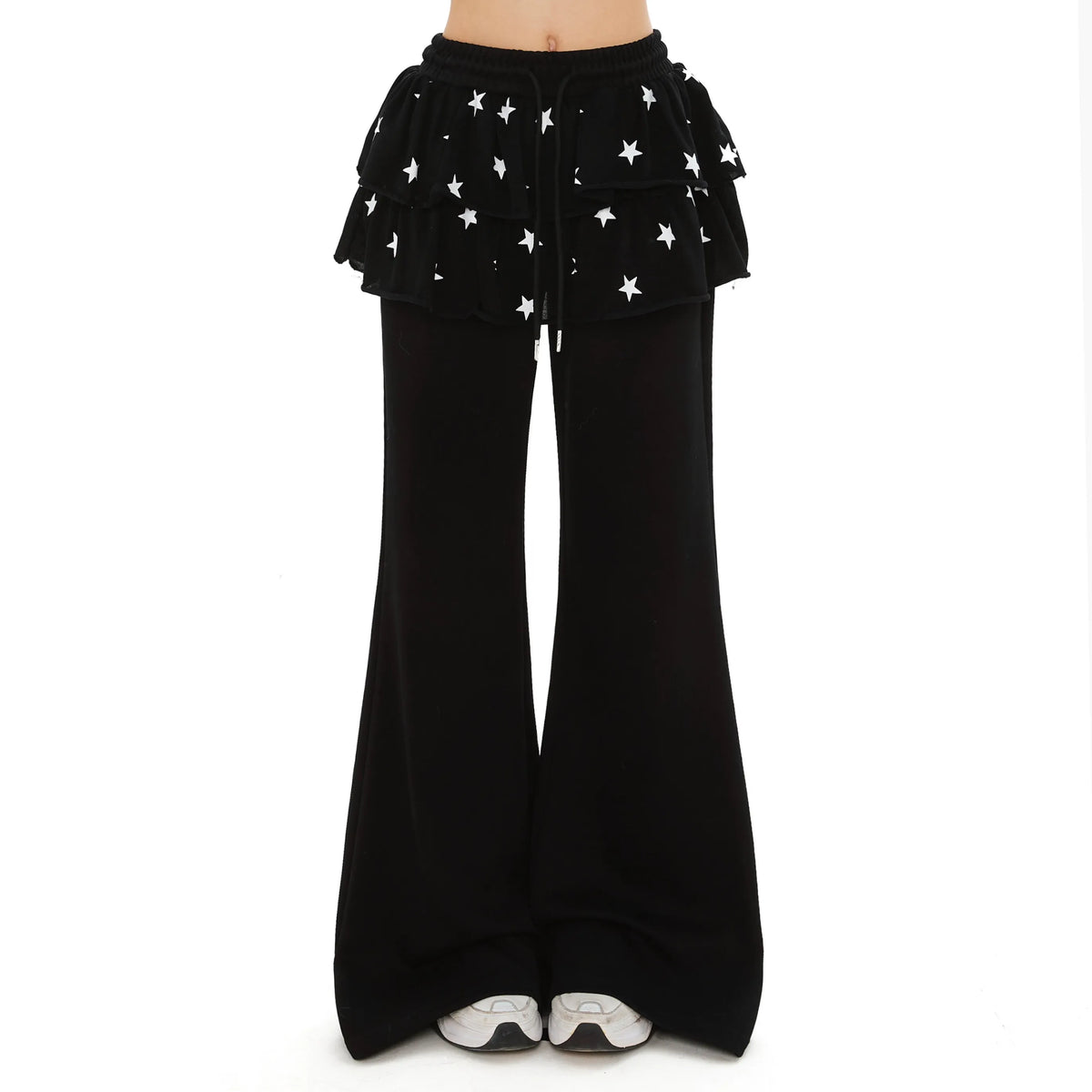 Women's Flare Pants Kpop Designer 2000s Abi Bell Bottom Long - Black