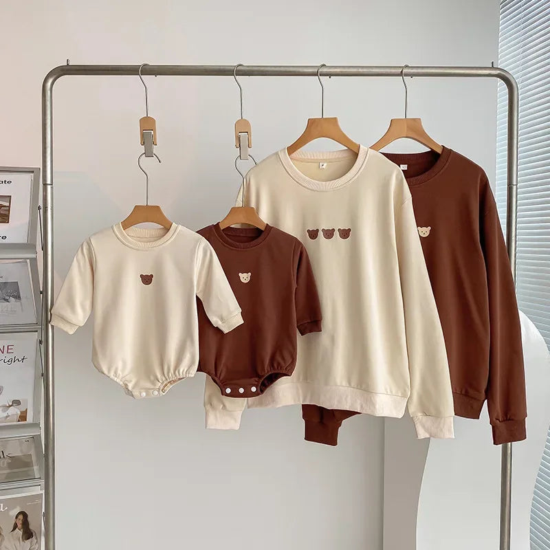 Family Matching Bear-Print Sweatshirt Set