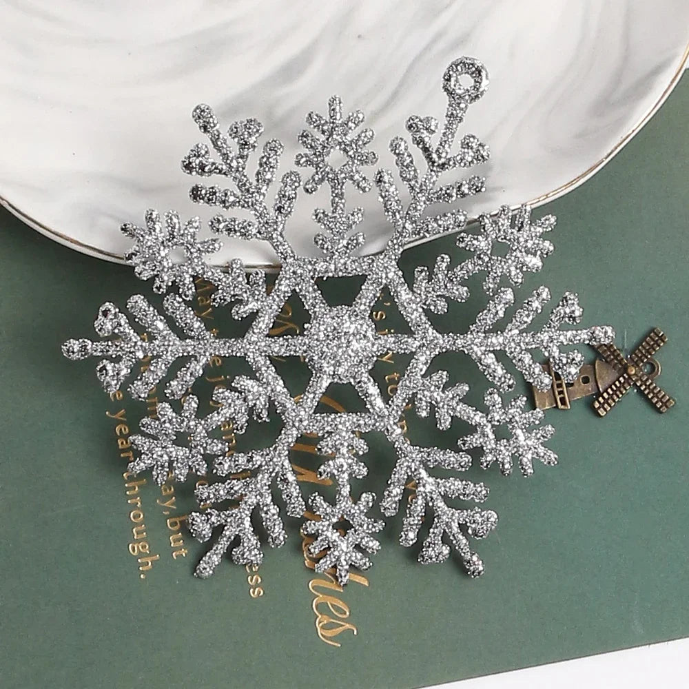 3/6Pcs Artificial Snowflake Christmas Decorations Xmas Tree Pendant Ornament for Home Decor Navidad New Year 2026 Party Supplies