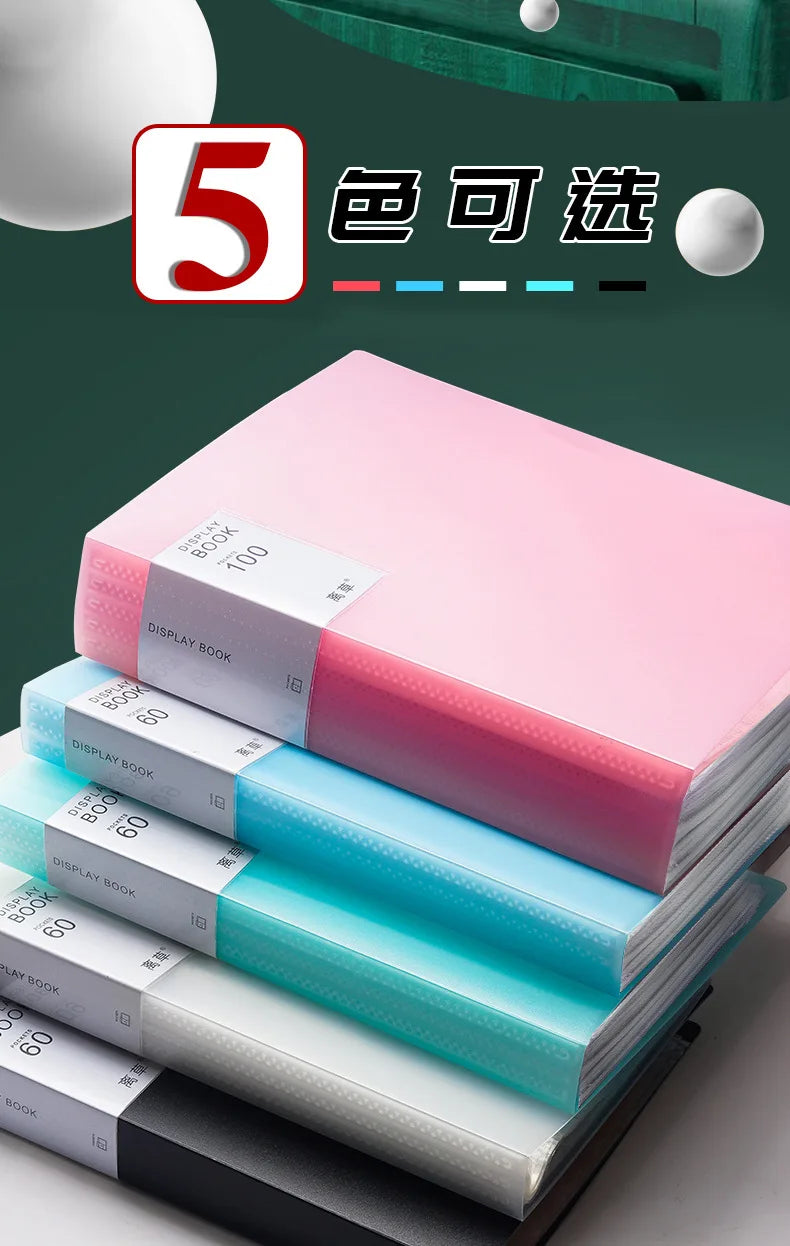 1PC A4 Plastic Budget Binder File Folders Documents Booklet Leaflet 30/60/100 Pages Office Student Supplies Desk Organizer