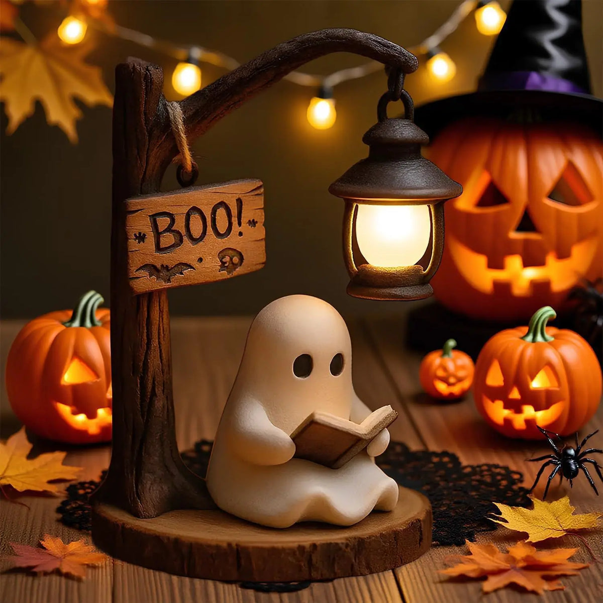 Halloween Witch Ghost 3D Lamp Lantern Decorative Resin Lantern