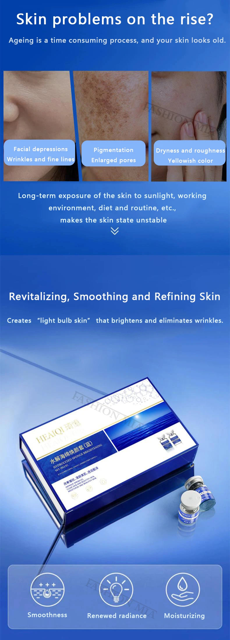 80% Blue Sponge microalgae Kit Face Collagen Regeneration Natural Biological Extract Sponge Spicules Resurfacing Skin Care