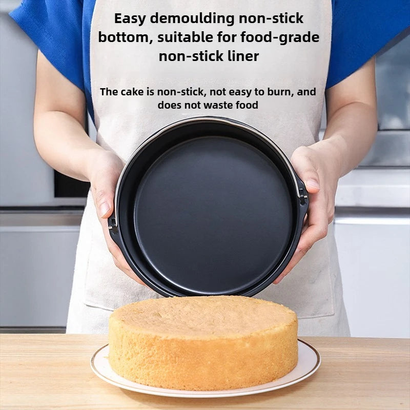8-inch Round Hand-Held Nonstick Thickening Carbon Steel Air Fryer Cake Basket Baking Mold Barrel Household Baking Accessories