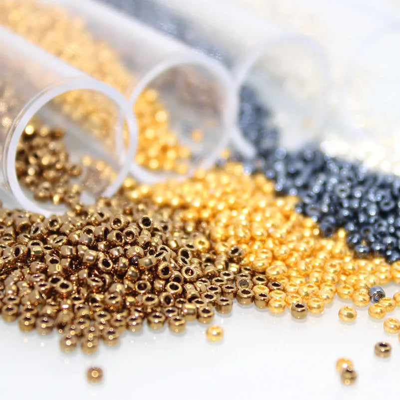 TAO Beads 2.0MM 10Grams/Tube  Metallic Color Round Glass Beads For DIY Handmade Needle Work  Sewing