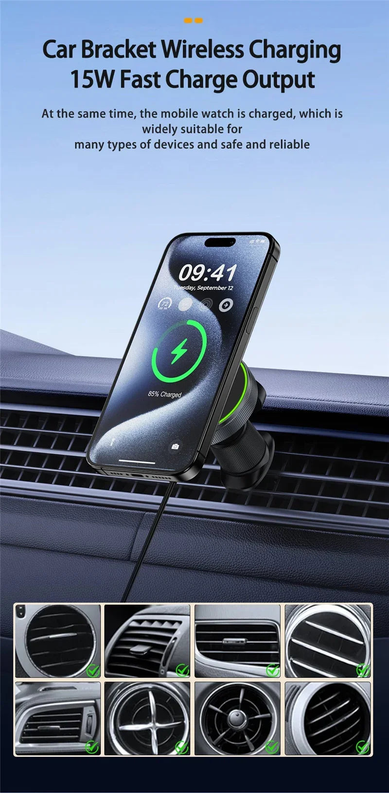 NEW 2 In 1 Magnetic Car Wireless Charger for Apple Watch IWatch 8 7 6 iPhone 15 14 13 12 Pro Max Car Fast Charging Holder Mount
