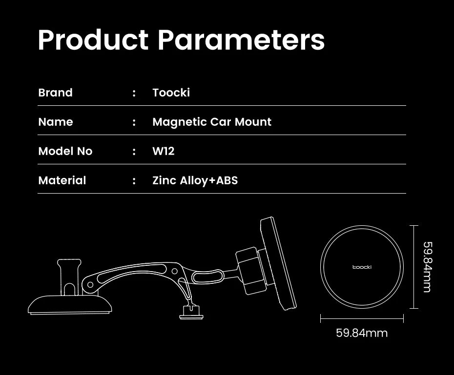 Toocki Magnetic Car Phone Holder 15W Wireless Charger Dual Pivot Mount Car Phone Stand for iPhone 17 16 15 Pro Max for Magsafe