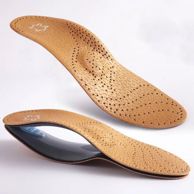 1 Pair of leather orthopedic insoles with arch support insoles