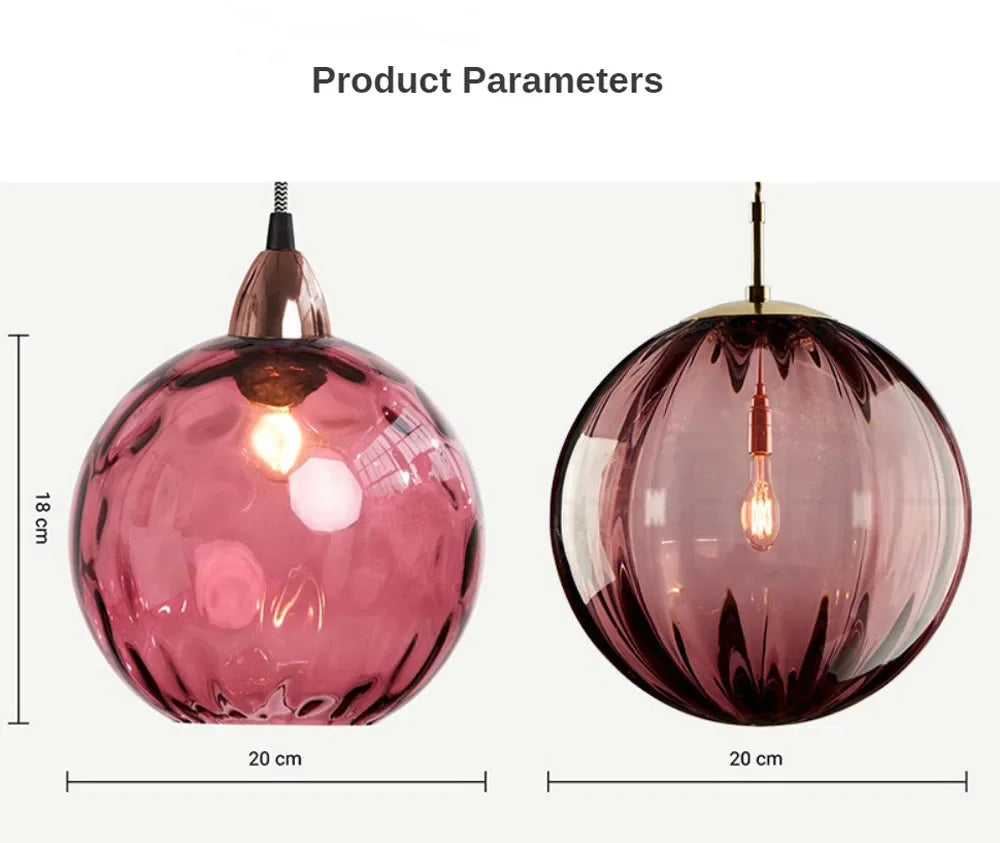 Modern Colored Glass Ball Lustre Pendant Lights Nordic Water Grain Restaurant Kitchen Hanging Light Fixture Bedroom Bedside Lamp