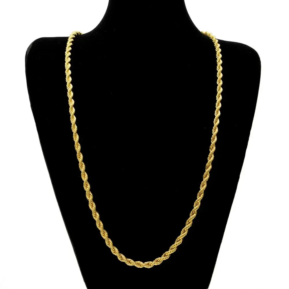 Hot Y2K 18K Gold Necklace 4MM Twisted Rope Twist Electroplating