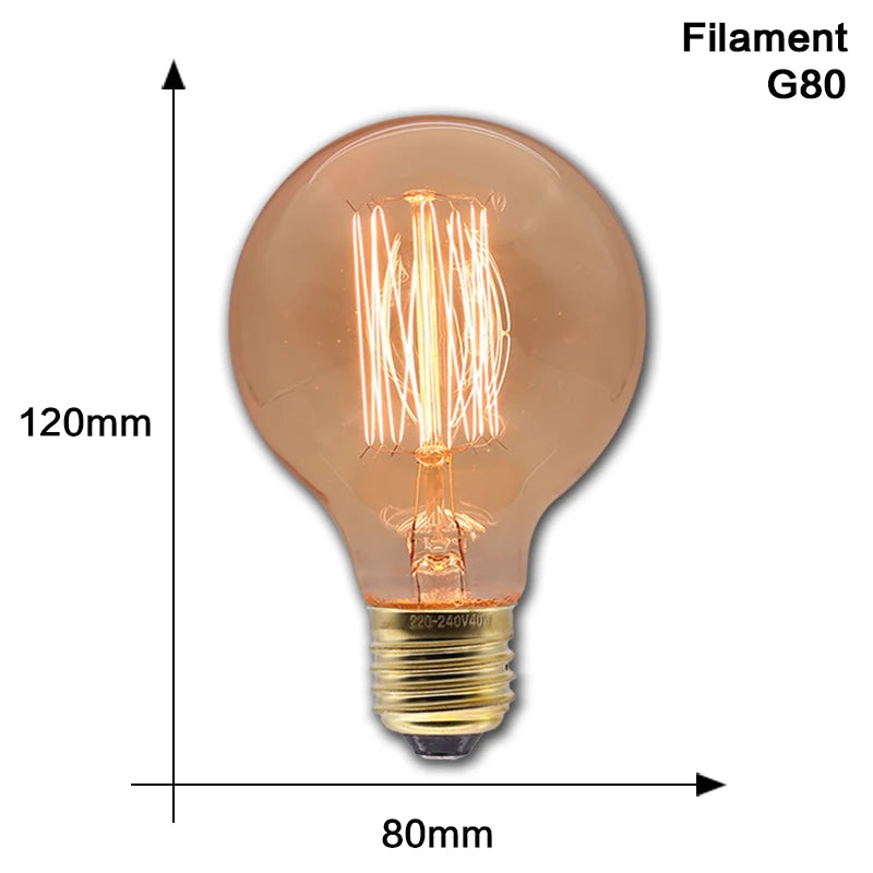 Retro Edison Light Bulb E27 40W 220V 110V Bedroom Industrial Loft Vintage Bulb For Home Decor Filament incandescent Edison Lamp