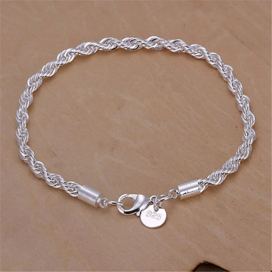 4mm 925 Silver Twisted Rope Chain Set
