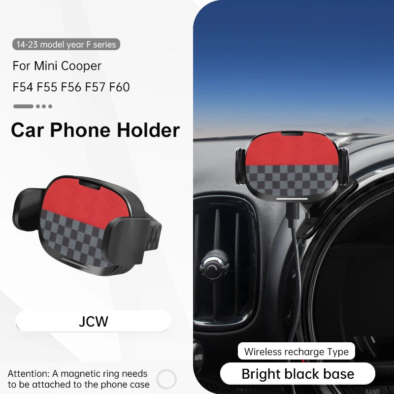 Car Phone Holder Wireless Charger For Mini Cooper F56 F55 F54 F60 F57 2014-2023 Central Control Mobile Phone Bracket Accessories