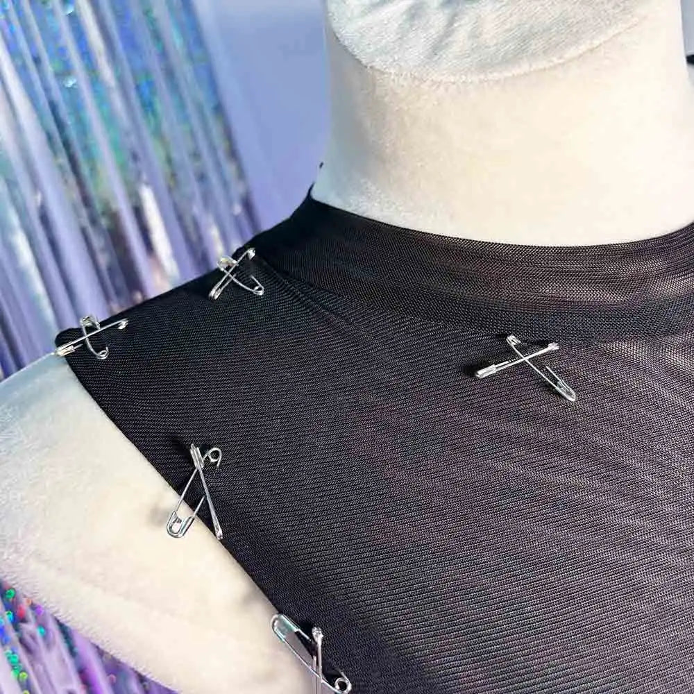 Harajuku Y2K TOPS Pin E-Girls Club Wear Rave Outfits Cross Emo