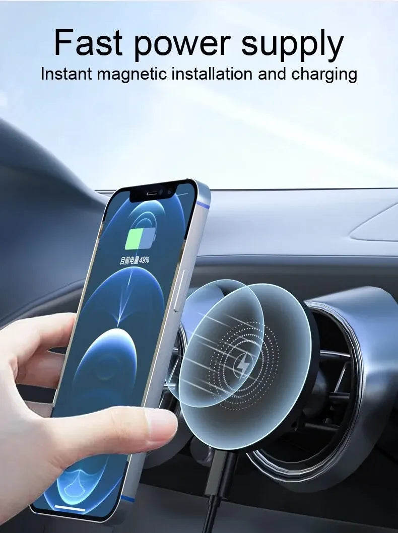 Magnetic Car Wireless Charger Magnet Fast Charging Station Car Phone Holder Mount for iPhone 17 16 15 14 13 Pro Max Min Macsafe