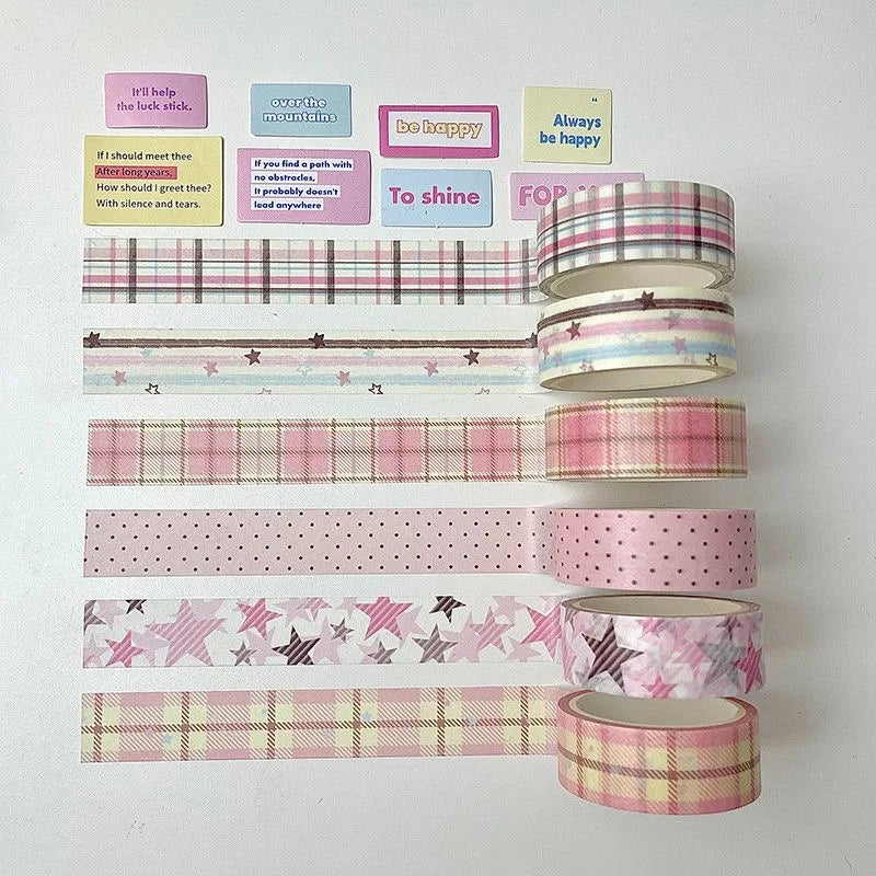 Minkys 6pcs/lot Pink Brown Decorative Tape Cute Cartoon Creative