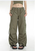 Hip Hop Retro Green Cargo Pants Women Y2K Fashion Harajuku Loose