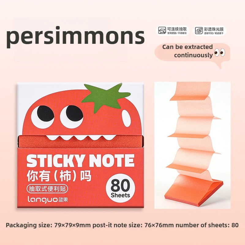 LANGUO 80 Sheets/Box Pull-Type Sticky Note Pearlescent Transparent Paper Self-Adhesive Memo Pads for Office School Stationery