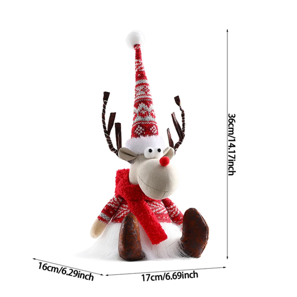 Christmas Large Standing Elk Dolls Navidad Figurine Ornaments With Lights Reindeer For Xmas Kid Gift 2023 New Year Home Decor