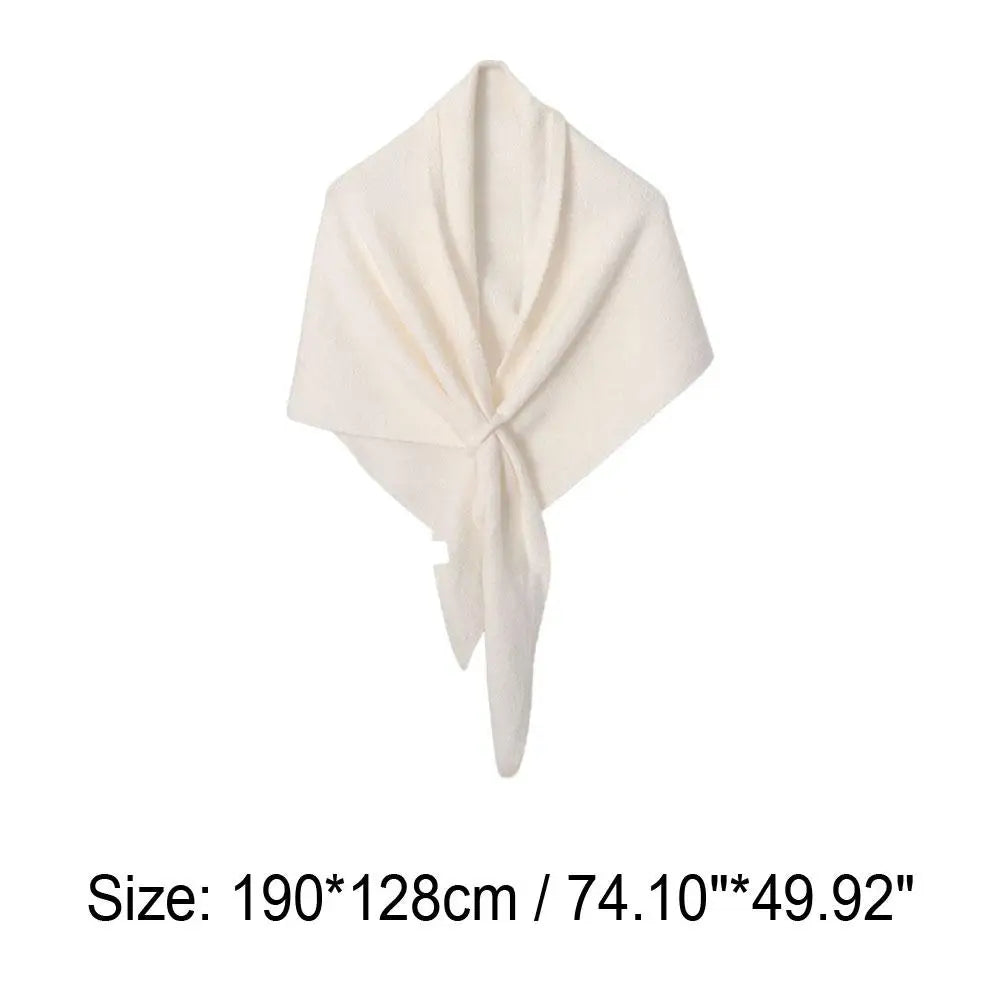 Women Cardigan Scarf Spring and Autumn Fashion Elegant Solid Color Triangle Scarf Retro Outdoor Leisure Shawl Cape Knitted Shawl