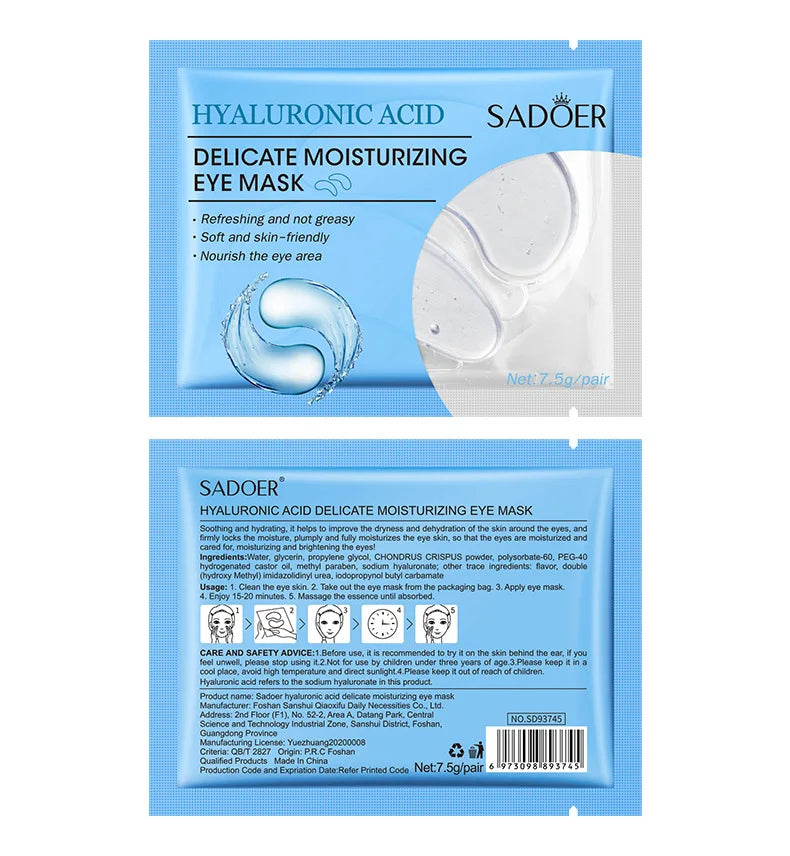 10 Pairs SADOER Crystal Collagen Eye Mask Anti Wrinkle Dark Circles Removal Eyes Bags Moisturizing Eye Patches Skin Care