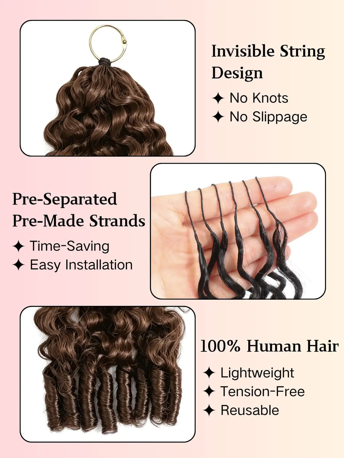 30 Inch Chocolate Brown Burmese Curly Human Hair Knotless Crochet