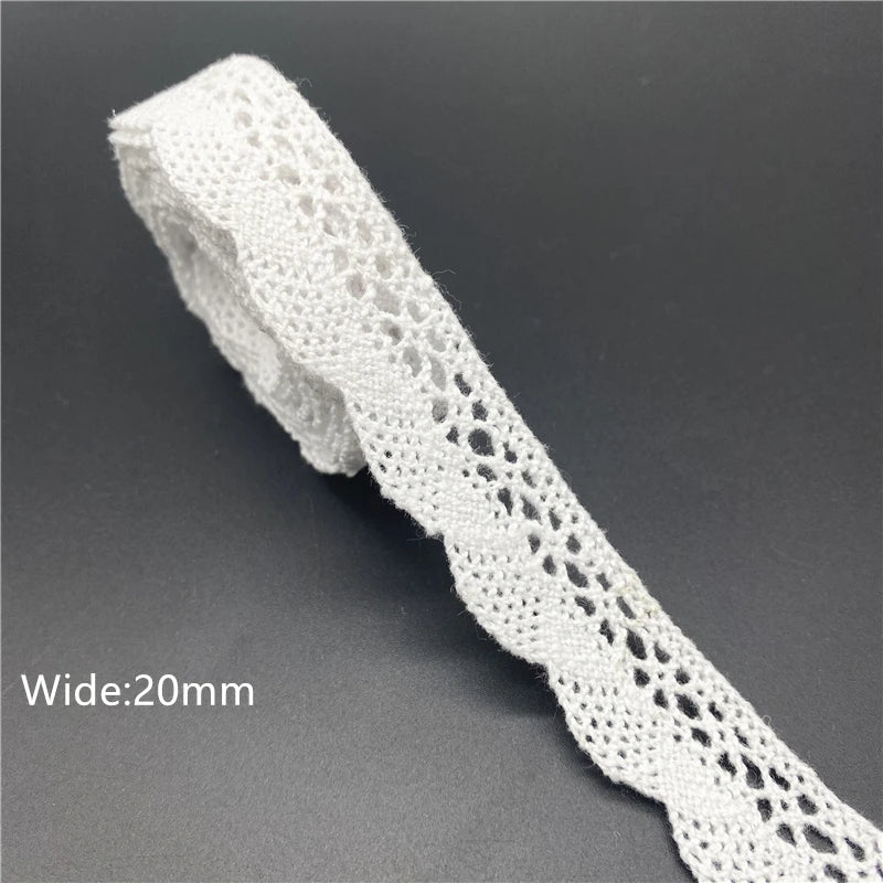 10mm-50mm 2yards White 100%Cotton Lace Ribbon For Apparel Sewing Fabric Trim Cotton Crocheted Lace Ribbon Handmade Accessories