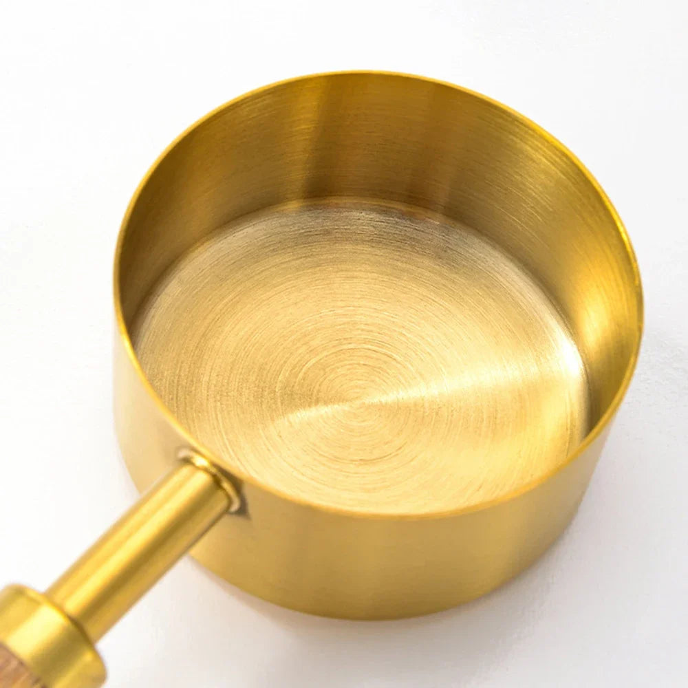 1/4Pcs Stainless Steel Measuring Cups and Spoons Set with Wooden Handles Multifunctional Baking Tool for Cooking and Baking