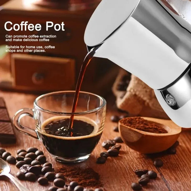 Stainless Steel Moka Pot Stovetop Espresso Maker Espresso Italian Coffee Percolator Make for Home Office Coffee Shop Camping Use