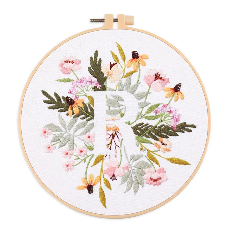 Embroidery Kit for Christmas DIY Wreath Printed Pattern Flower Cross Stitch Set Needlework Hoop Handmade Sewing Art Craft Kit