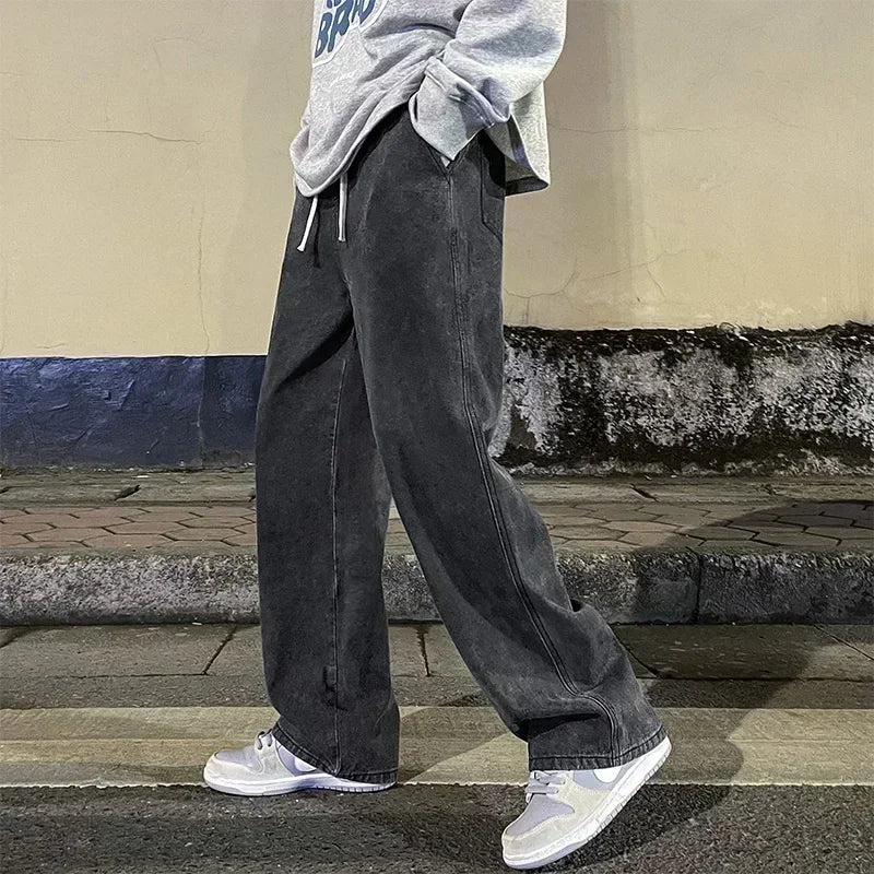 Men's Korean-Style Loose Wide-Leg Jeans