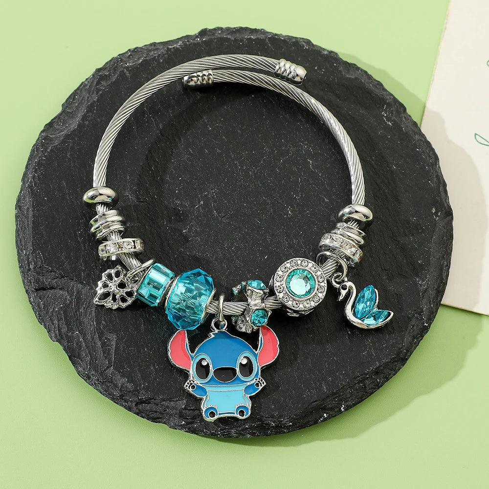 Disney-Lilo & Stitch Bracelet Anime Wristband, Cartoon Accessories for Kids, Birthday Gift, Toy for Boys and Girls, 7Styles
