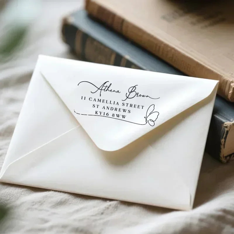 Custom Self-Inking Stamp Customized LOGO Self-Inking Business Address Wax Seal Name Letter Handicrafts Personalize Rubber Stamps