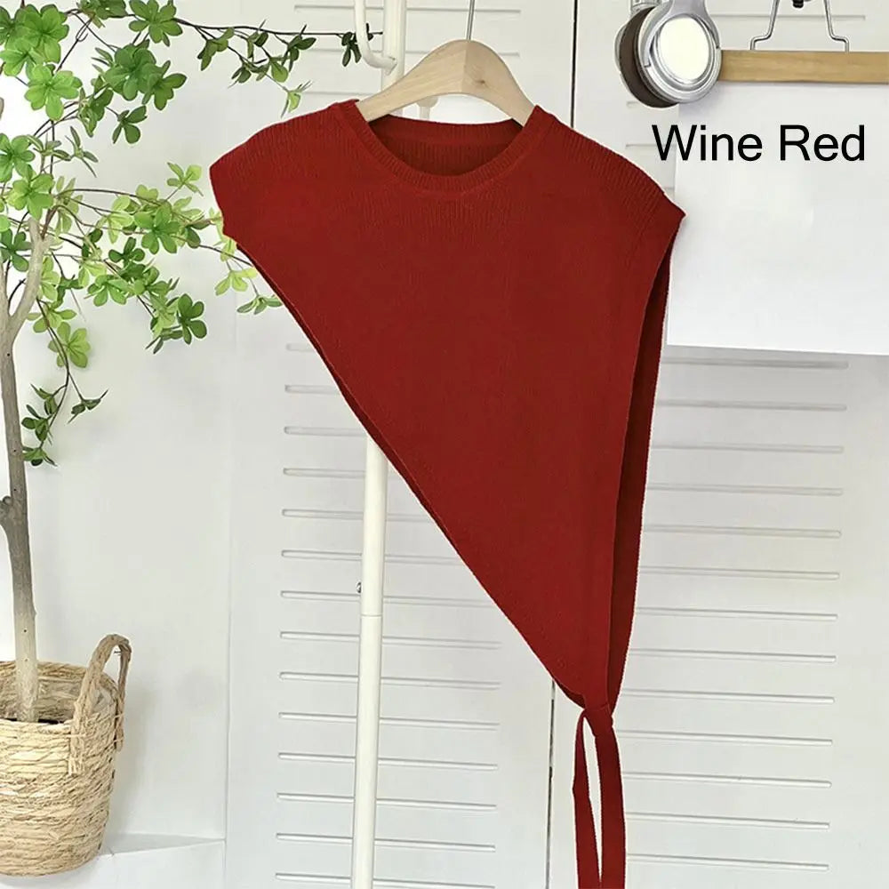 for Blouse Knitted Shawl Vest Solid Color Warm Triangle Beveled Edge Vest Clothing Accessories Polyester