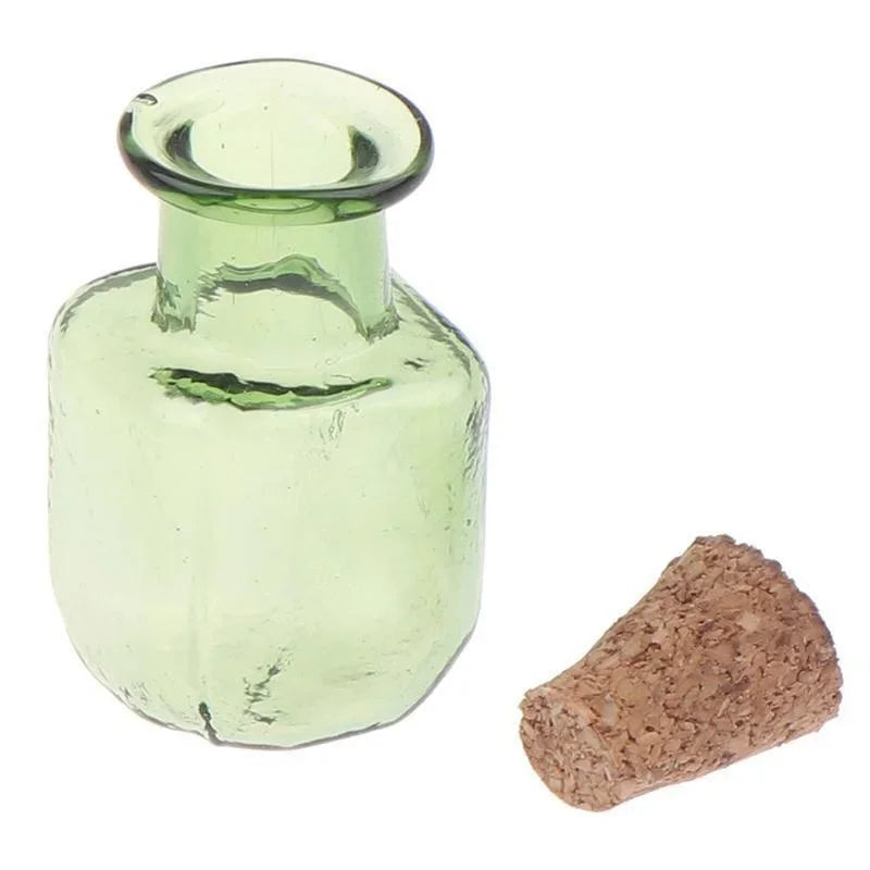9pcs Mini Glass Color Bottles with Cork Stopper Wishing Bottles Gift Pendants DIY Home Decor Crafts Microlandscape Miniature