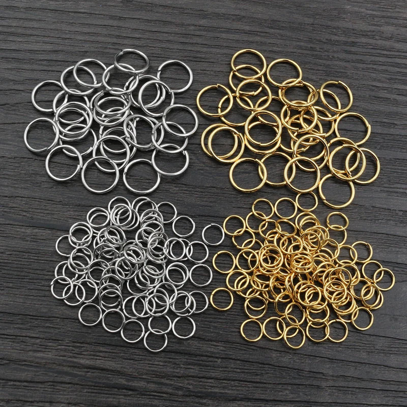 3/4/5/6/7/8/10mm Stainless Steel Gold Color Split Jump Rings DIY