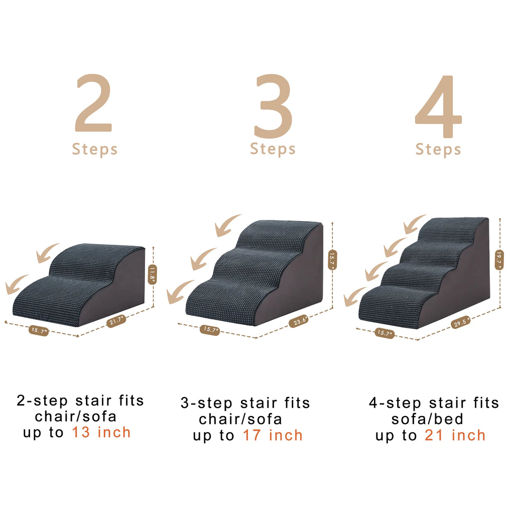 Pet Stairs, Steps, Small Dogs Getting Up and Down, Bed Ladder, Bedside Ladder, Removable and Washable Sponge Slope Ladder