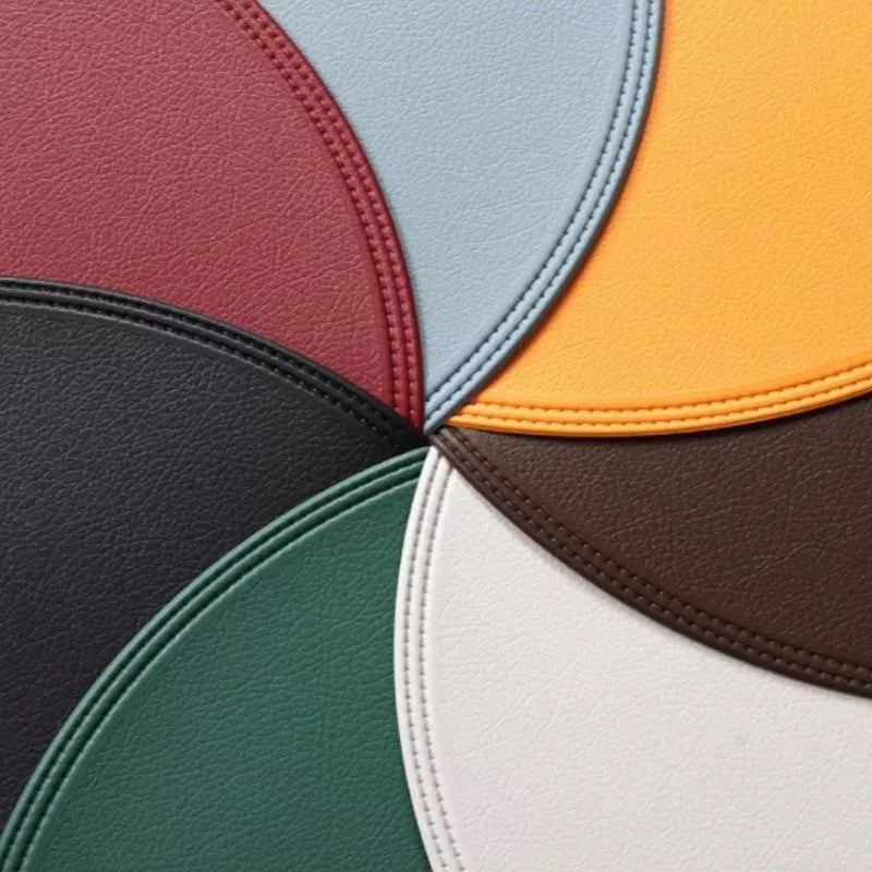 1/4/6/10PCS Round Cream Faux Leather Placemats Luxury Washable Dining