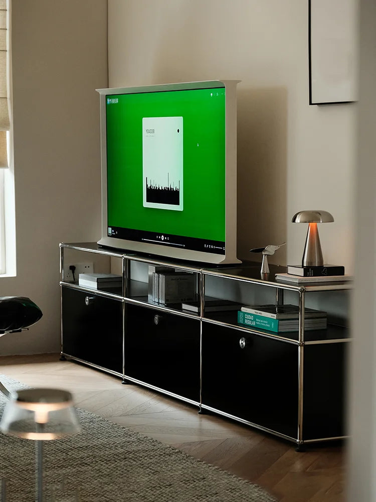 Corner TV Stand Storage Cabinet Metal Display Shelf Living