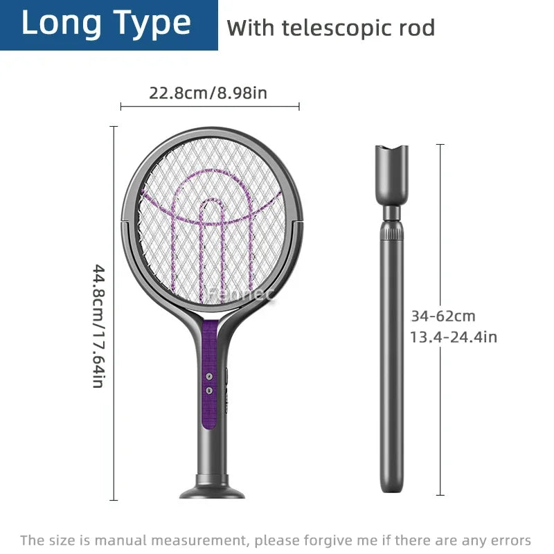 Rotating Head Electric Fly Swatter USB Rechargeable Mosquito Killer Multi Functional Electronic Flyswatter Trap Lamp for Flies