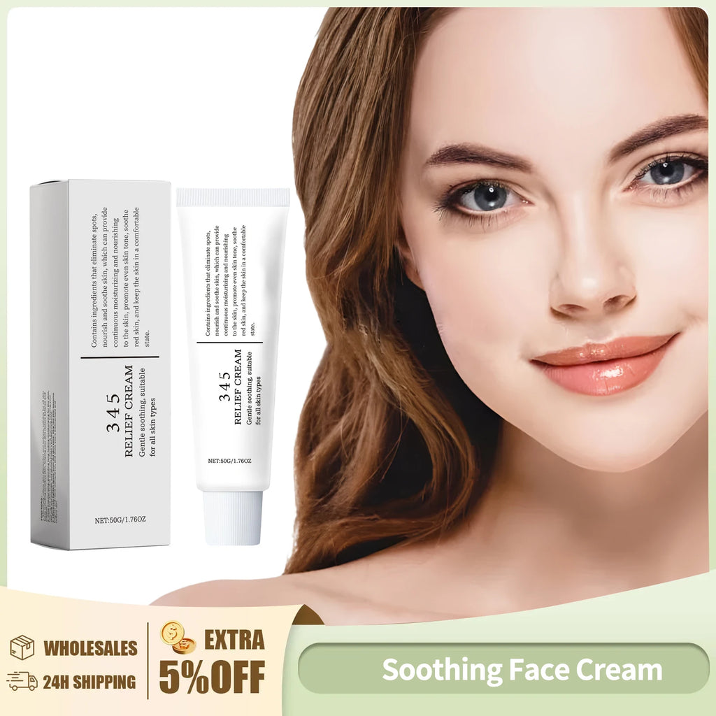 345 Relief Cream Reduce Redness Soothing Care Face Lifting Brightening Even Skin Tone Beauty Moisturizing Smooth Cream 50g